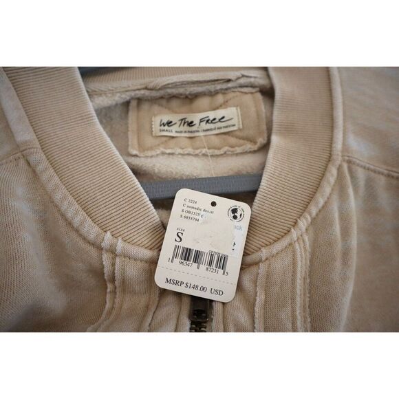We the Free x Free People OB1525986 Women's Sz S Beige Robby Bomber Jacket - Picture 4 of 8